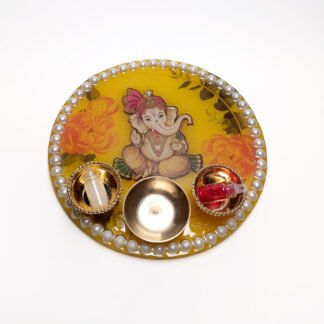 Puja Tilak Thali with Ganesh - Resin Plate