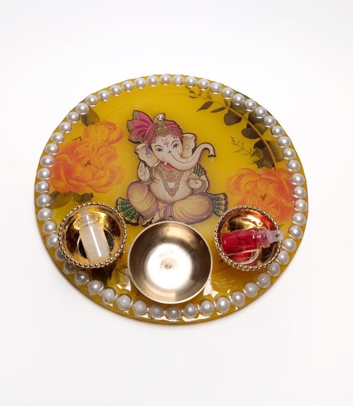 Puja Tilak Thali with Ganesh - Resin Plate