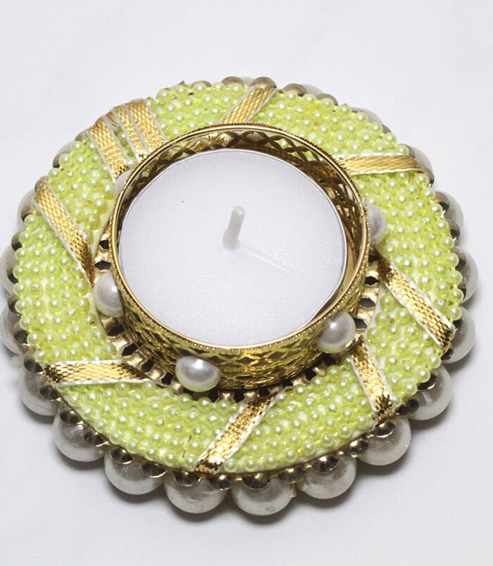 Lemon Yellow Pearl Tealight holder