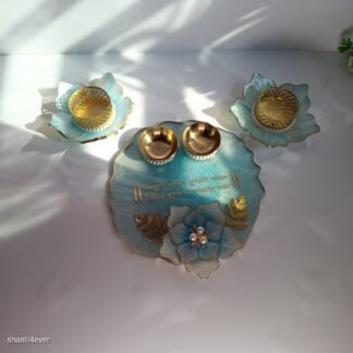 Blue white Puja thali Tlights set 01