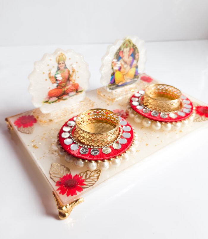 Puja Chowki—Ganeshji and Laxmiji with t-light—luxury