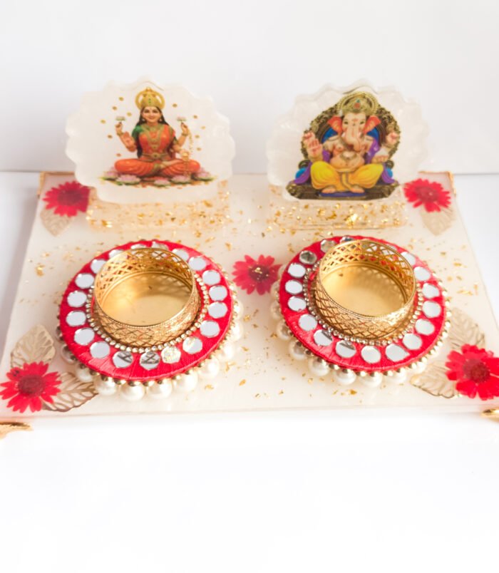 Puja Chowki—Ganeshji and Laxmiji with t-light—luxury