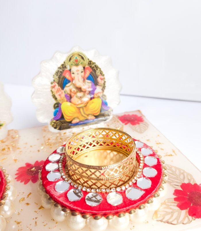 Puja Chowki—Ganeshji and Laxmiji with t-light—luxury