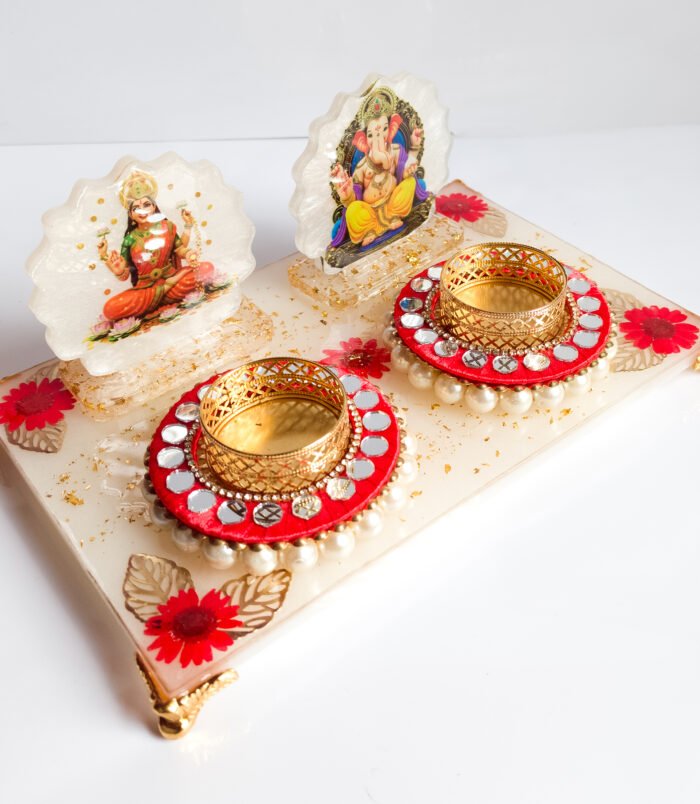 Puja Chowki—Ganeshji and Laxmiji with t-light—luxury