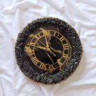 Resin wall clock Deep Black, golden and stone decor