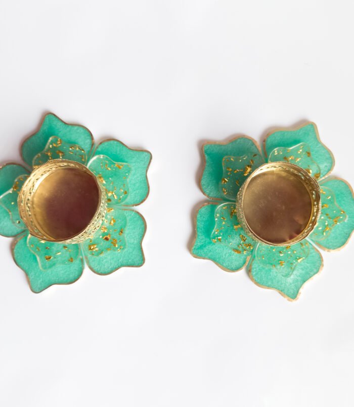 Teal lotus flower T-light holder Teal lotus flower T-light holder